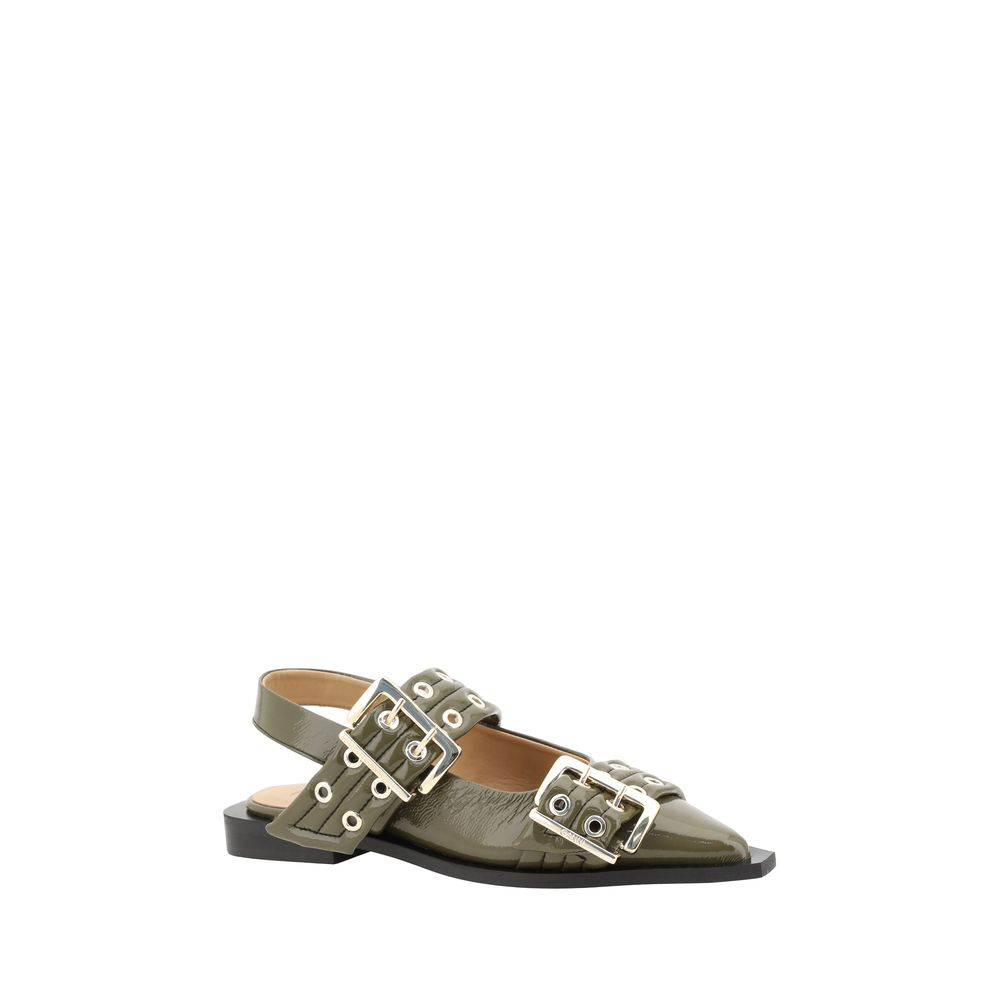 Ganni Buckle Ballerinas Ganni Dim Gray