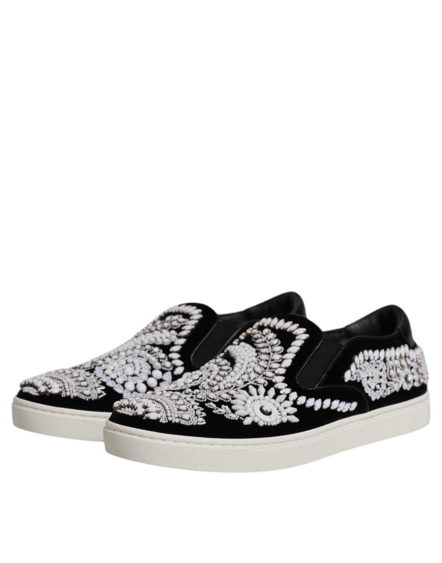 Dolce & Gabbana Black Embellished London Men Slip On Shoes MV6587-41