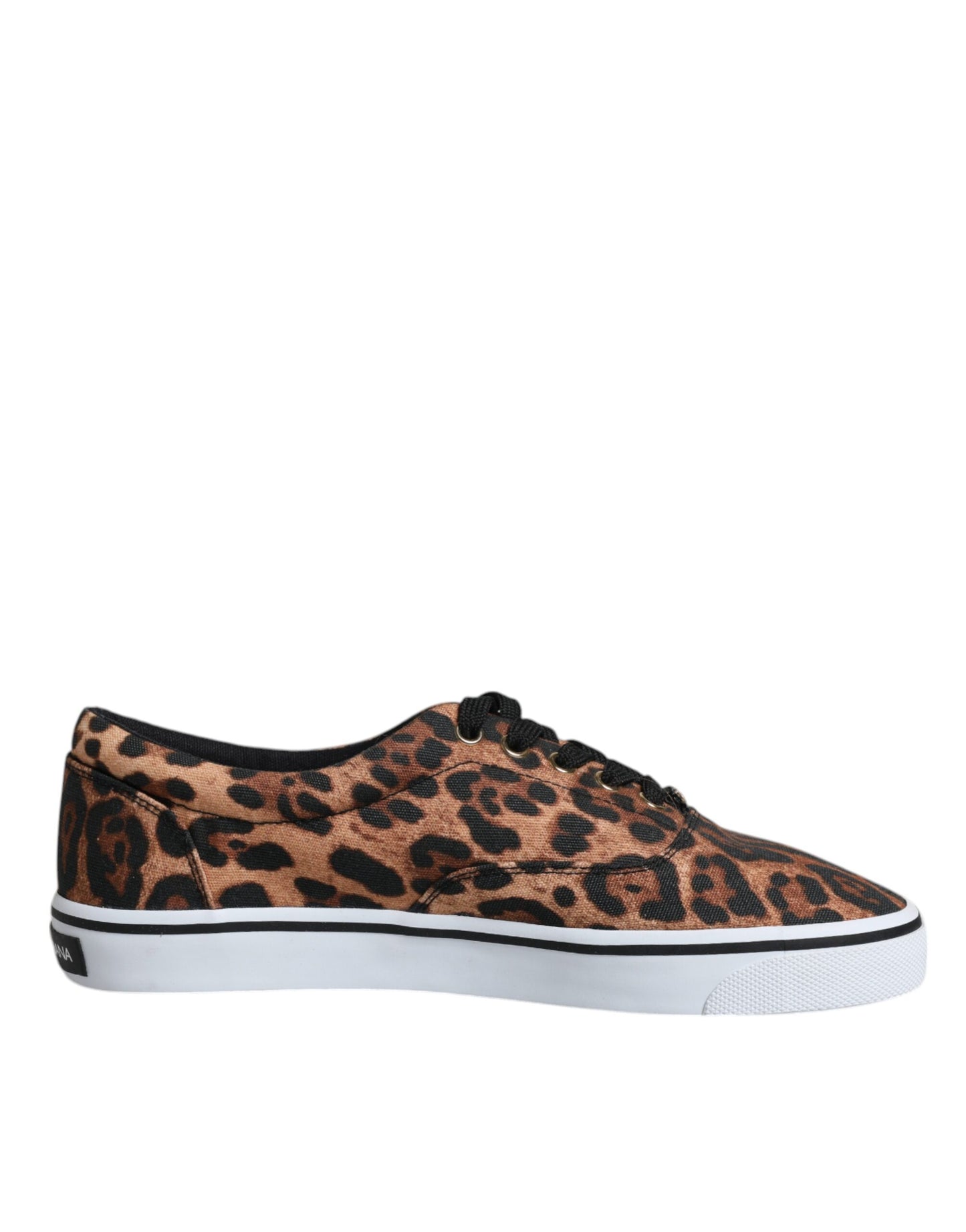 Dolce & Gabbana Brown Leopard Logo Print Cotton Sneakers Shoes Dolce & Gabbana Gray