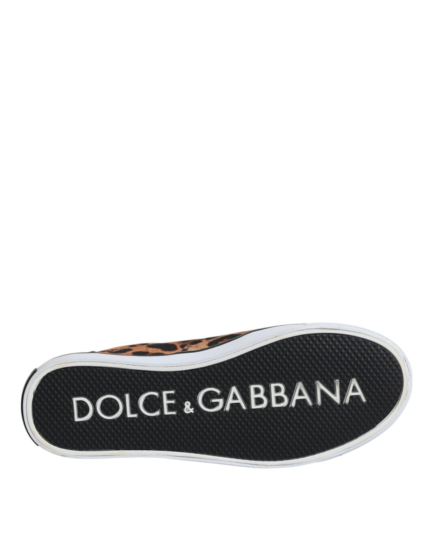 Dolce & Gabbana Brown Leopard Logo Print Cotton Sneakers Shoes Dolce & Gabbana Light Gray