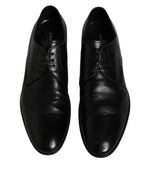 Dolce & Gabbana Black Patent Leather Derby Men Dress Shoes MV6624-44.5