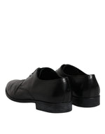 Dolce & Gabbana Black Patent Leather Derby Men Dress Shoes MV6624-44.5