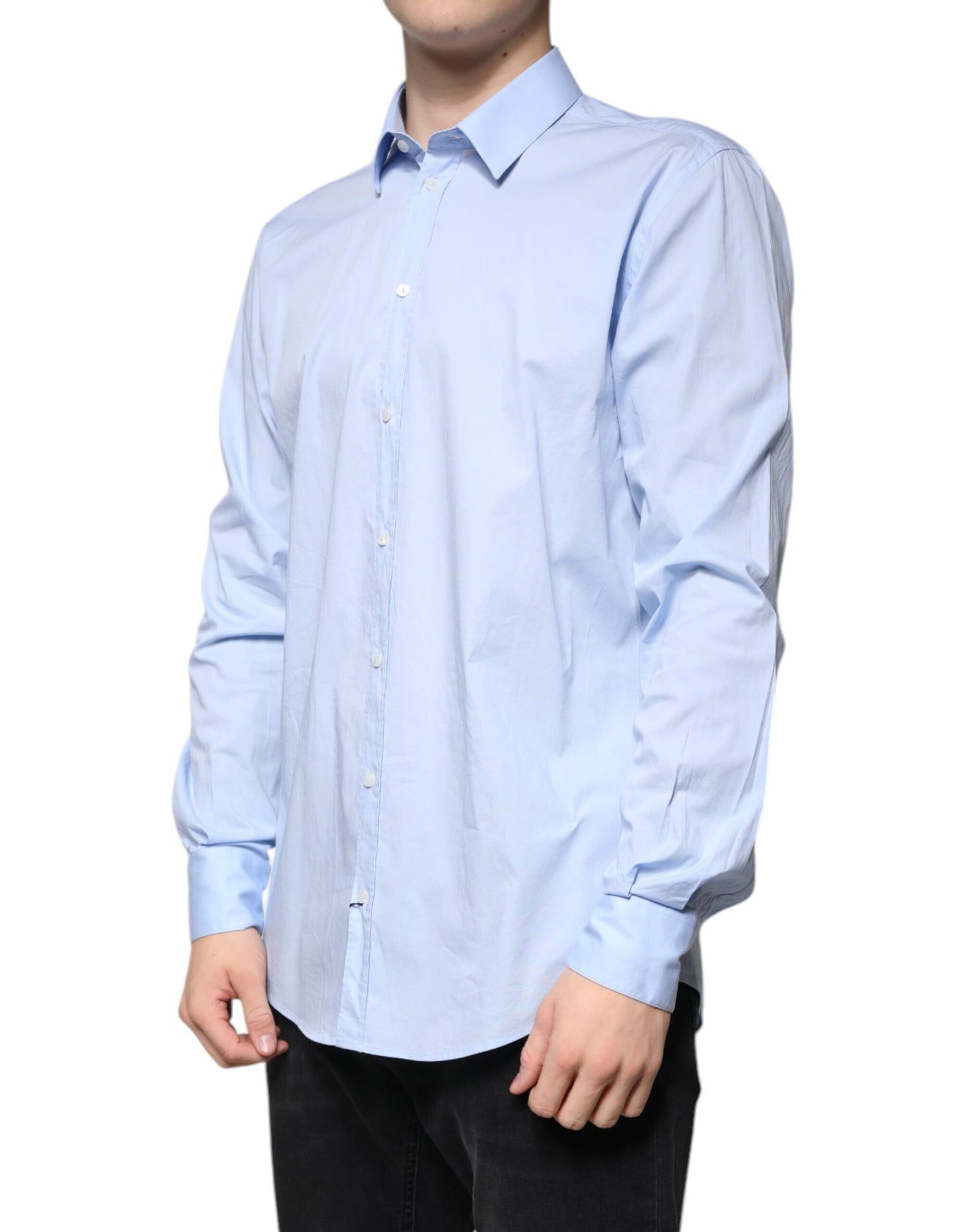 Dolce & Gabbana Light Blue Cotton Slim Fit MARTINI Dress Shirt TSH86472-41