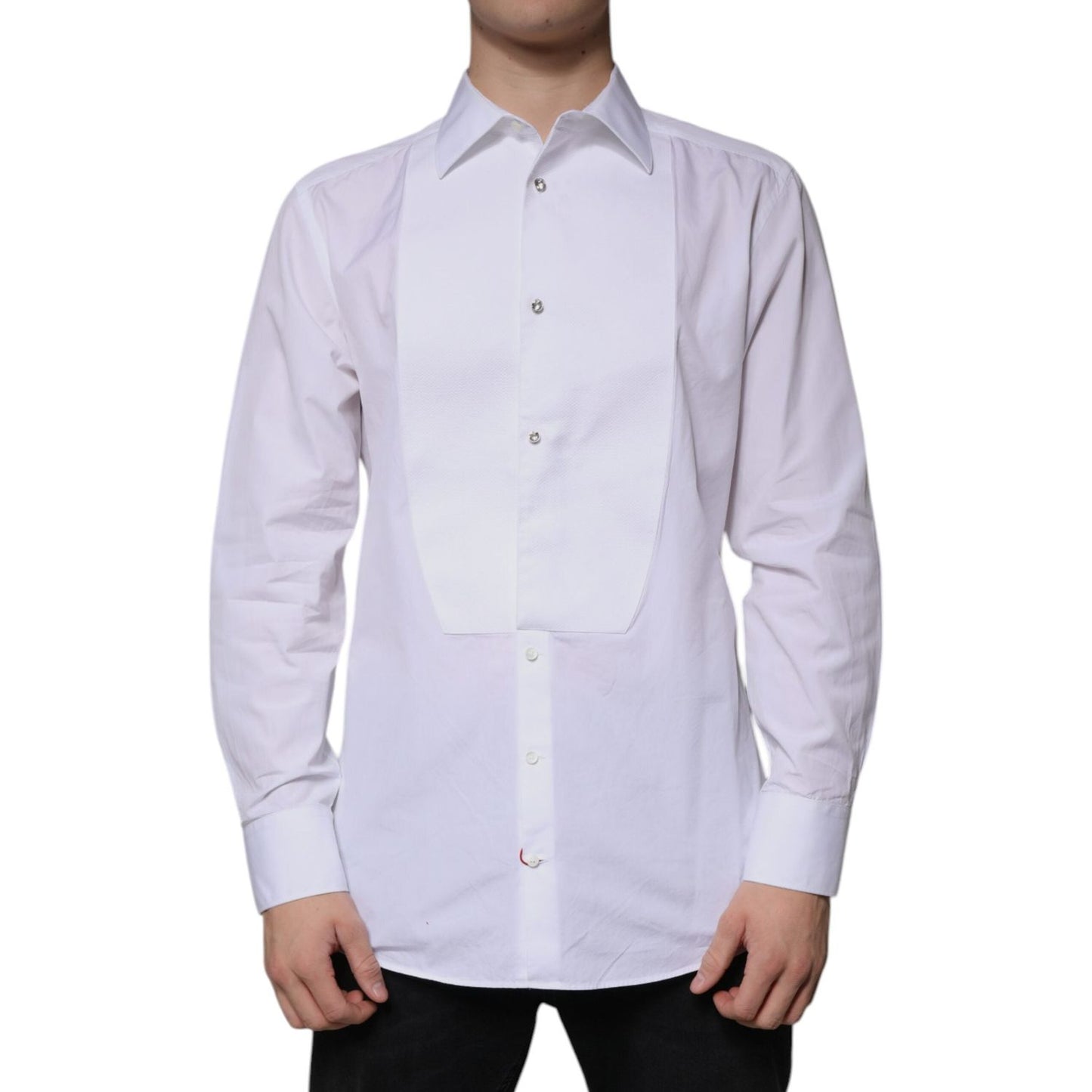 Dolce & Gabbana White Bib Cotton Poplin GOLD Men Formal Shirt 1728,67345645728,Clothing,Dolce & Gabbana,IT43 | 2XL,Material: 100% Cotton,Men,Men - Clothing,Preowned / Defect,Shirts - Men - Clothing,White Dolce & Gabbana TSH86495-43