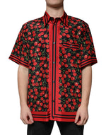 Dolce & Gabbana Black Cherry Silk Button Down Casual Shirt TSH87282-42