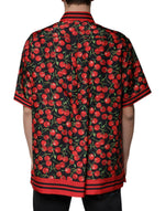 Dolce & Gabbana Black Cherry Silk Button Down Casual Shirt TSH87282-42