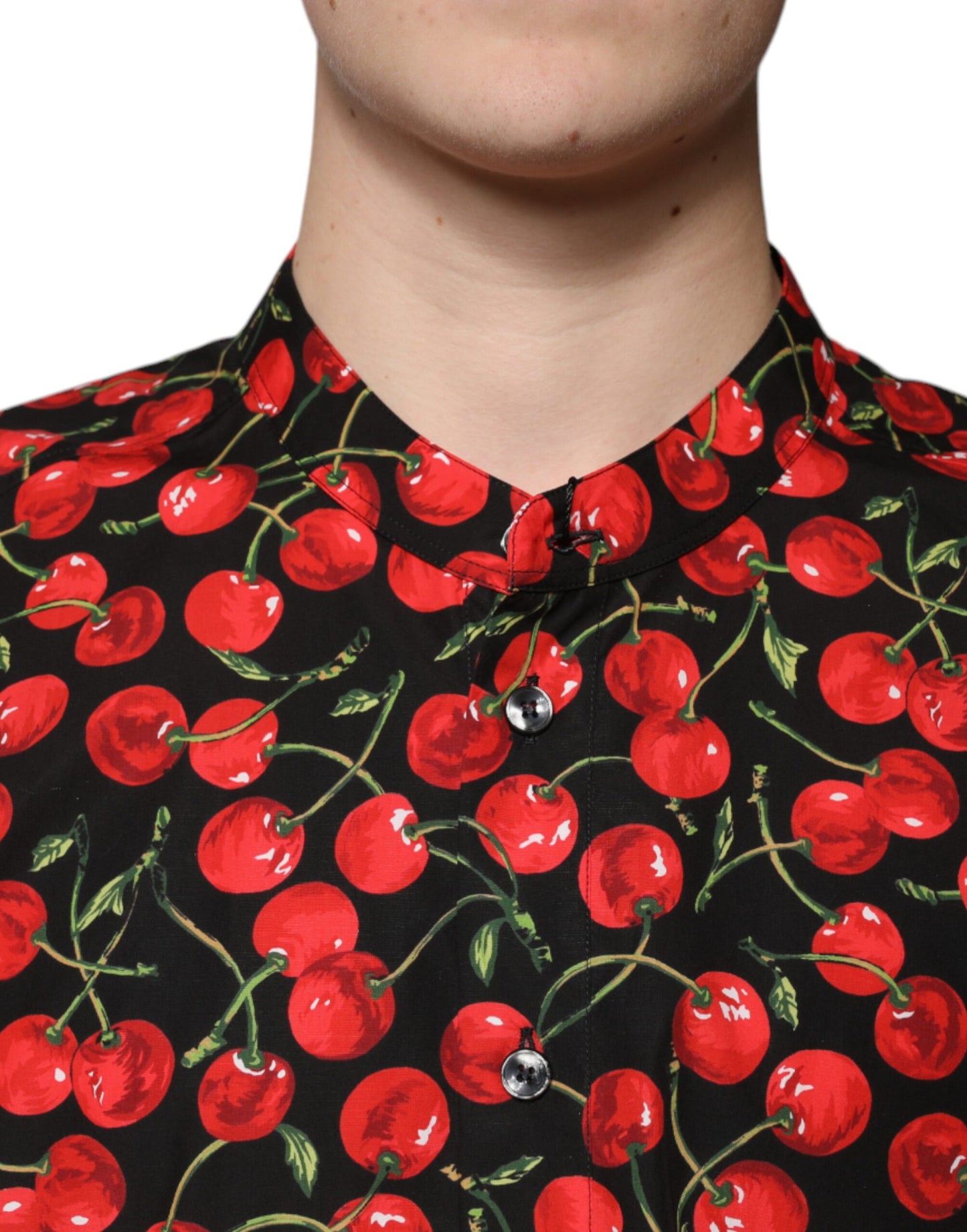 Dolce & Gabbana Black Cherry Cotton Button Down Casual Shirt TSH87283-42
