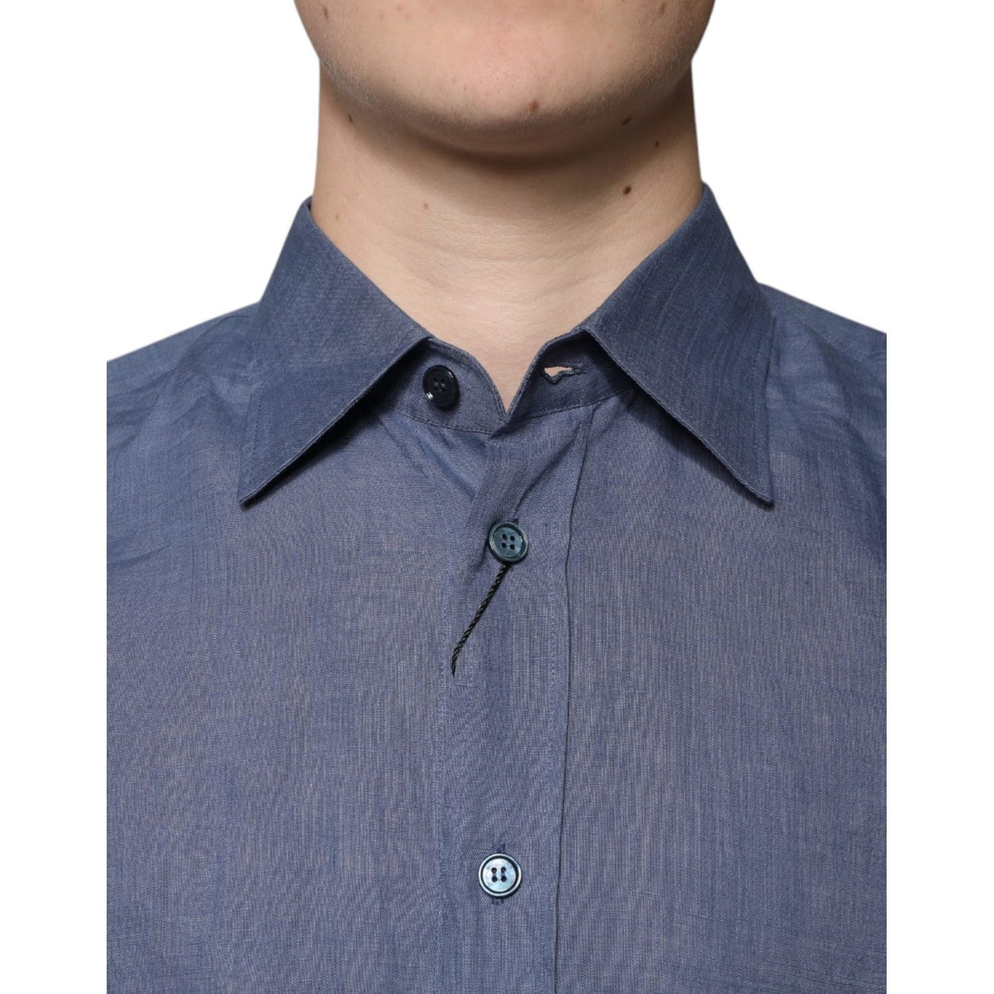 Dolce & Gabbana Blue Logo Long Sleeve Button Down Casual Shirt TSH87304-39