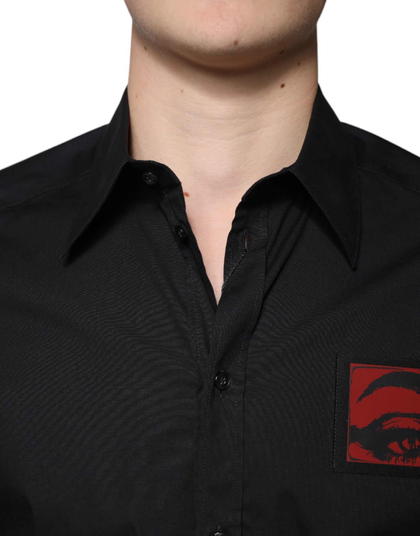 Dolce & Gabbana Black Eye Patch Long Sleeve GOLD Dress Shirt TSH87305-40