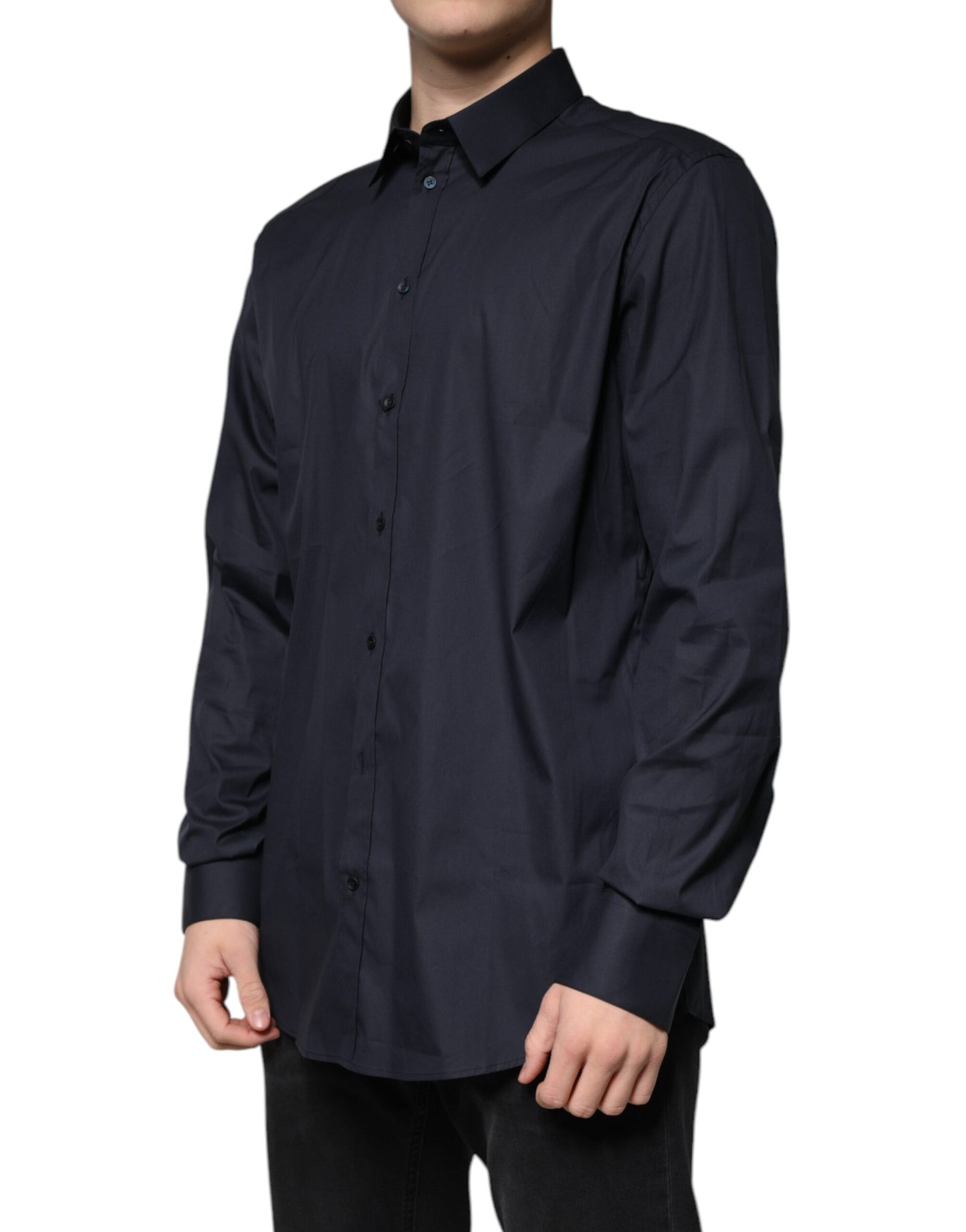 Dolce & Gabbana Black Cotton Blend Formal GOLD Dress Shirt Dolce & Gabbana Dark Slate Gray