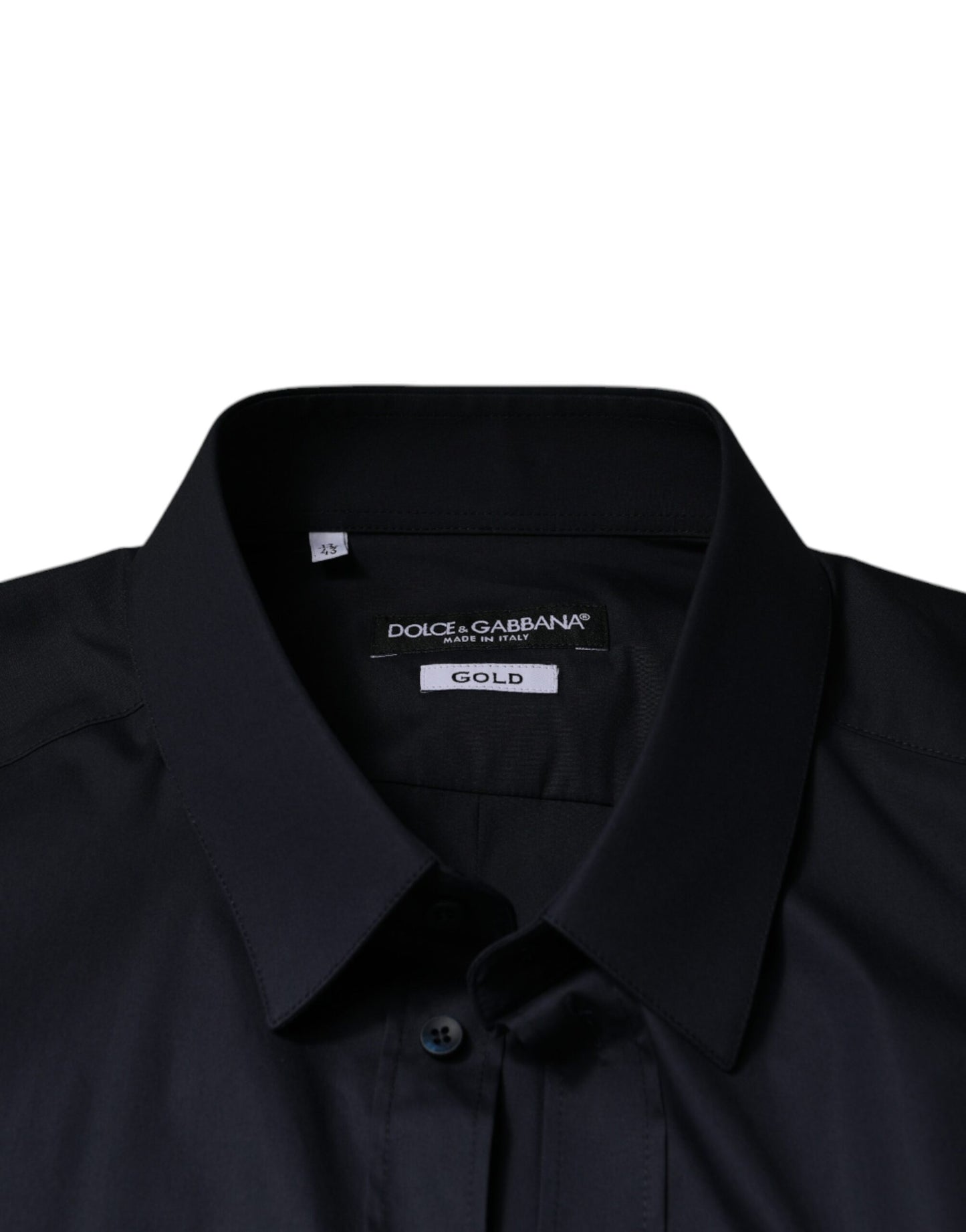 Dolce & Gabbana Black Cotton Blend Formal GOLD Dress Shirt Dolce & Gabbana Black