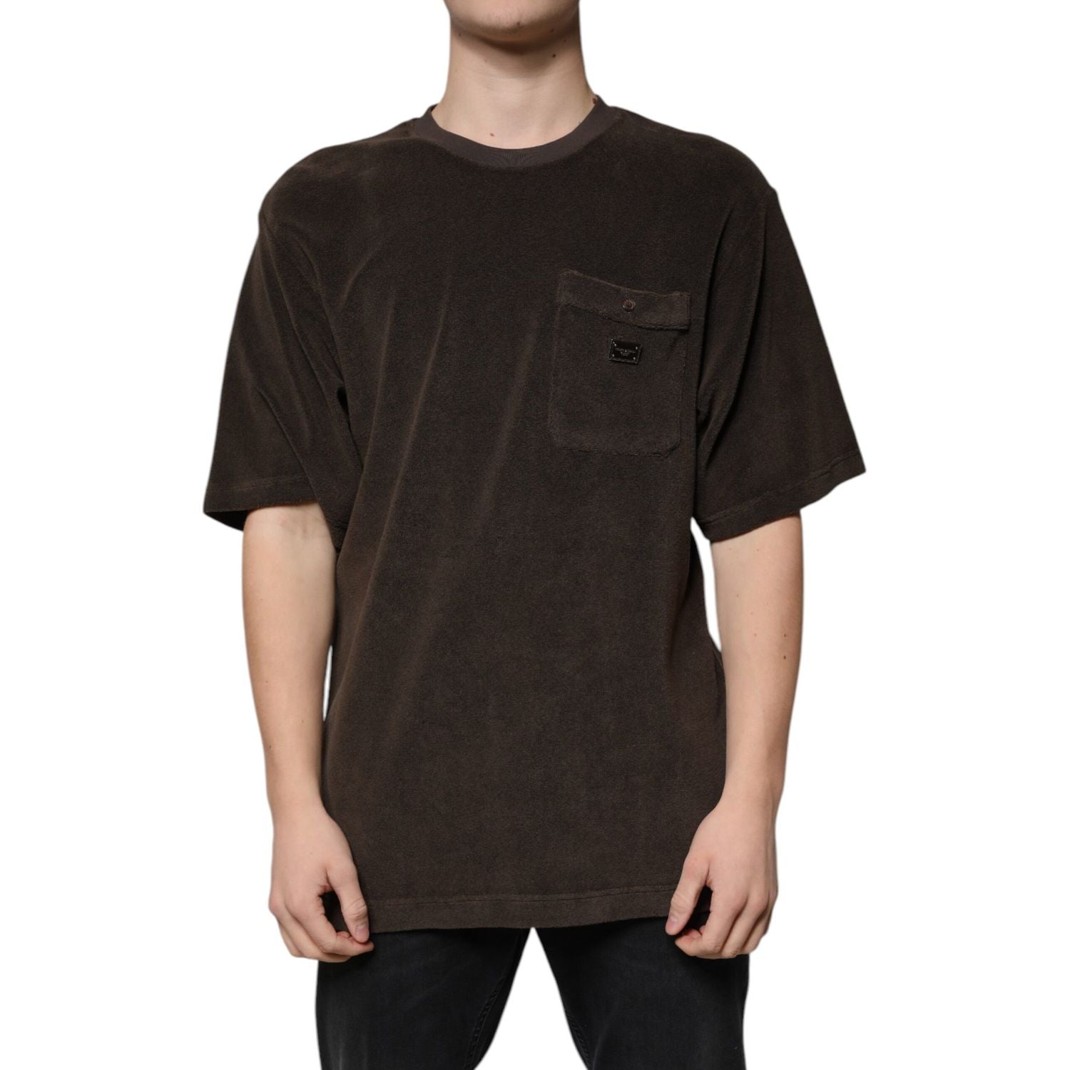 Dolce & Gabbana Brown Cotton Crew Neck Short Sleeves T-shirt