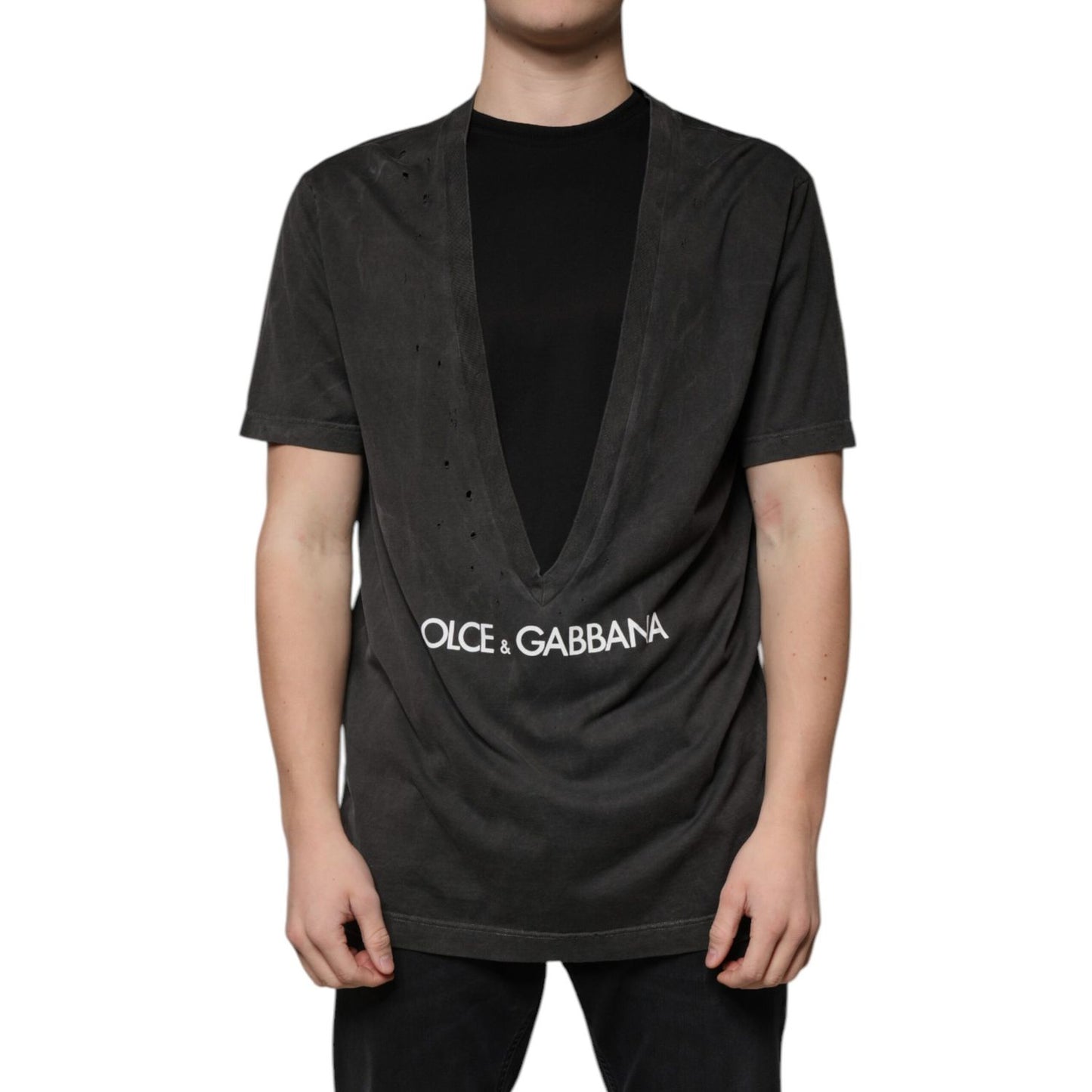 Dolce & Gabbana Black Cotton Crew Neck Short Sleeves T-shirt