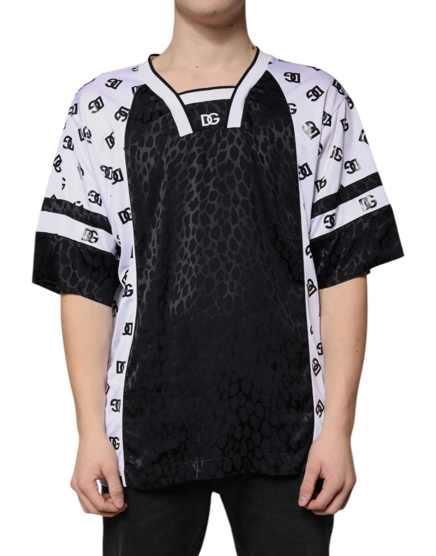 Dolce & Gabbana Black White Logo Men Short Sleeves T-shirt TSH87344-52