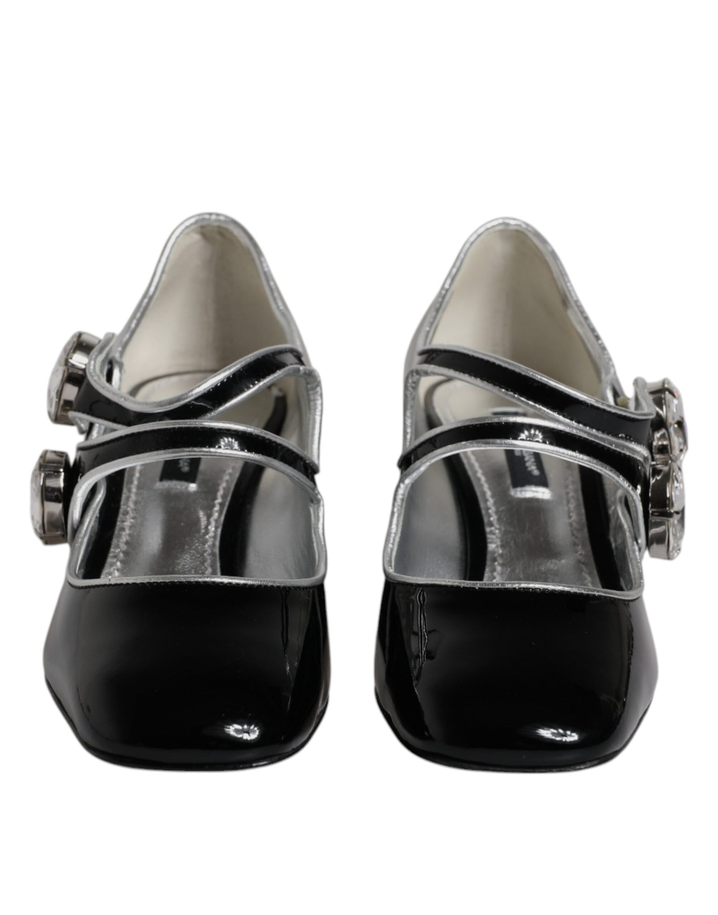 Dolce & Gabbana Black Patent Leather Crystal Mary Jane Pumps Shoes LA12041-35