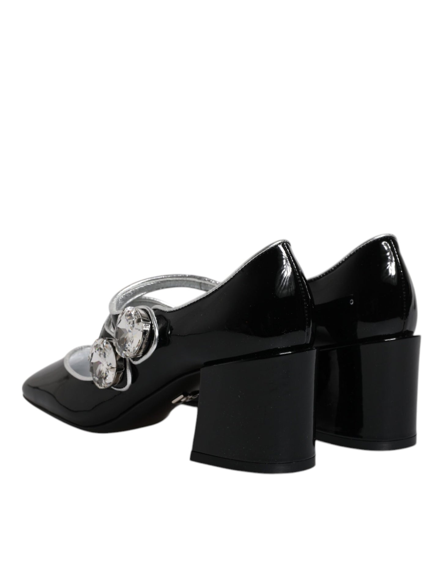 Dolce & Gabbana Black Patent Leather Crystal Mary Jane Pumps Shoes LA12041-35