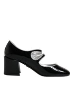 Dolce & Gabbana Black Patent Leather Crystal Mary Jane Pumps Shoes LA12041-35