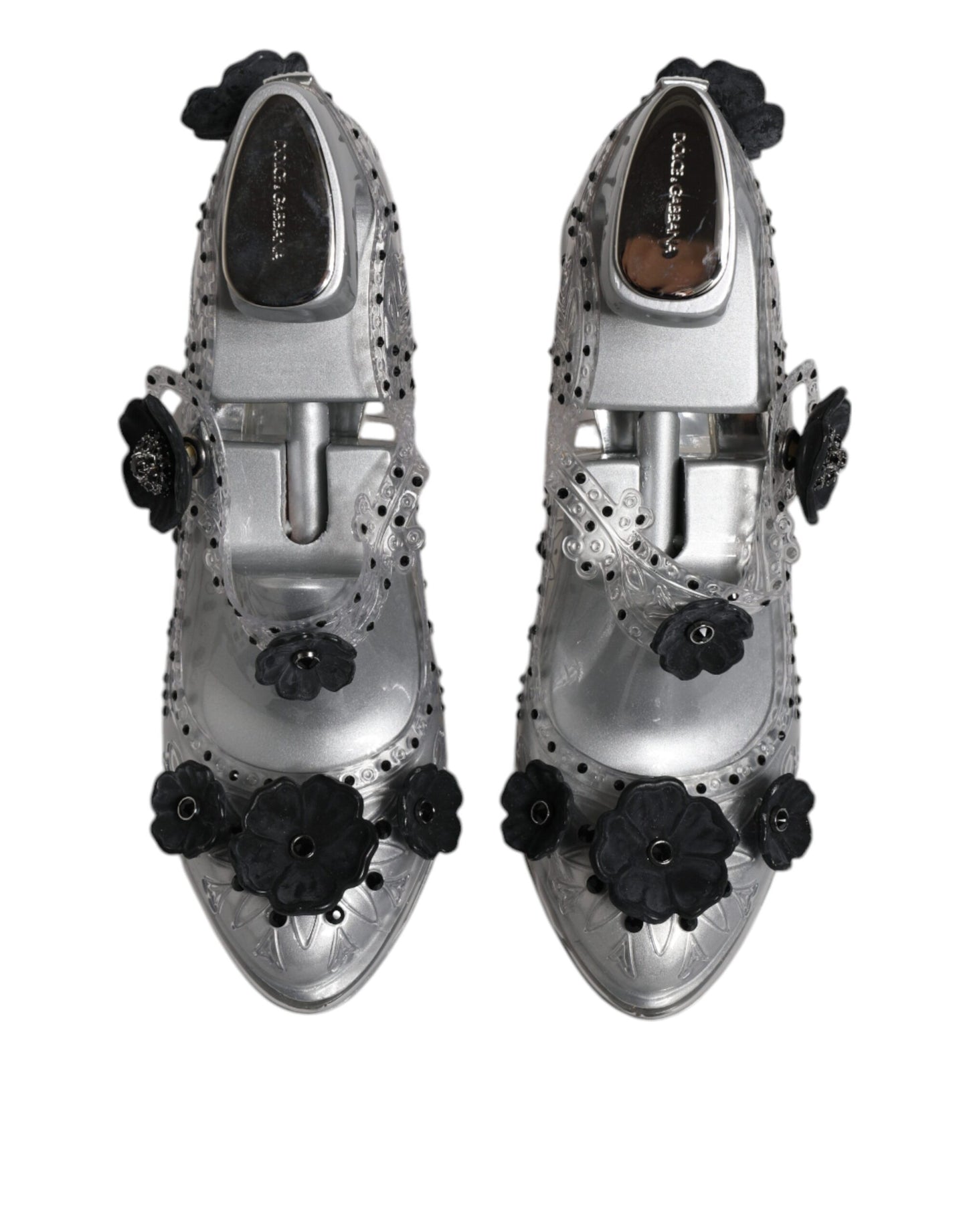 Dolce & Gabbana Clear Floral Crystal CINDERELLA Heels Shoes LA12049-38