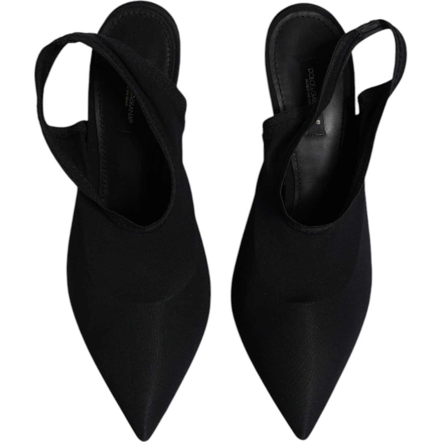 Dolce & Gabbana Black Jersey Stretch Heels Slingback Shoes LA12063-40