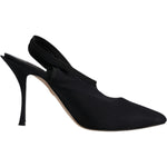 Dolce & Gabbana Black Jersey Stretch Heels Slingback Shoes LA12063-40