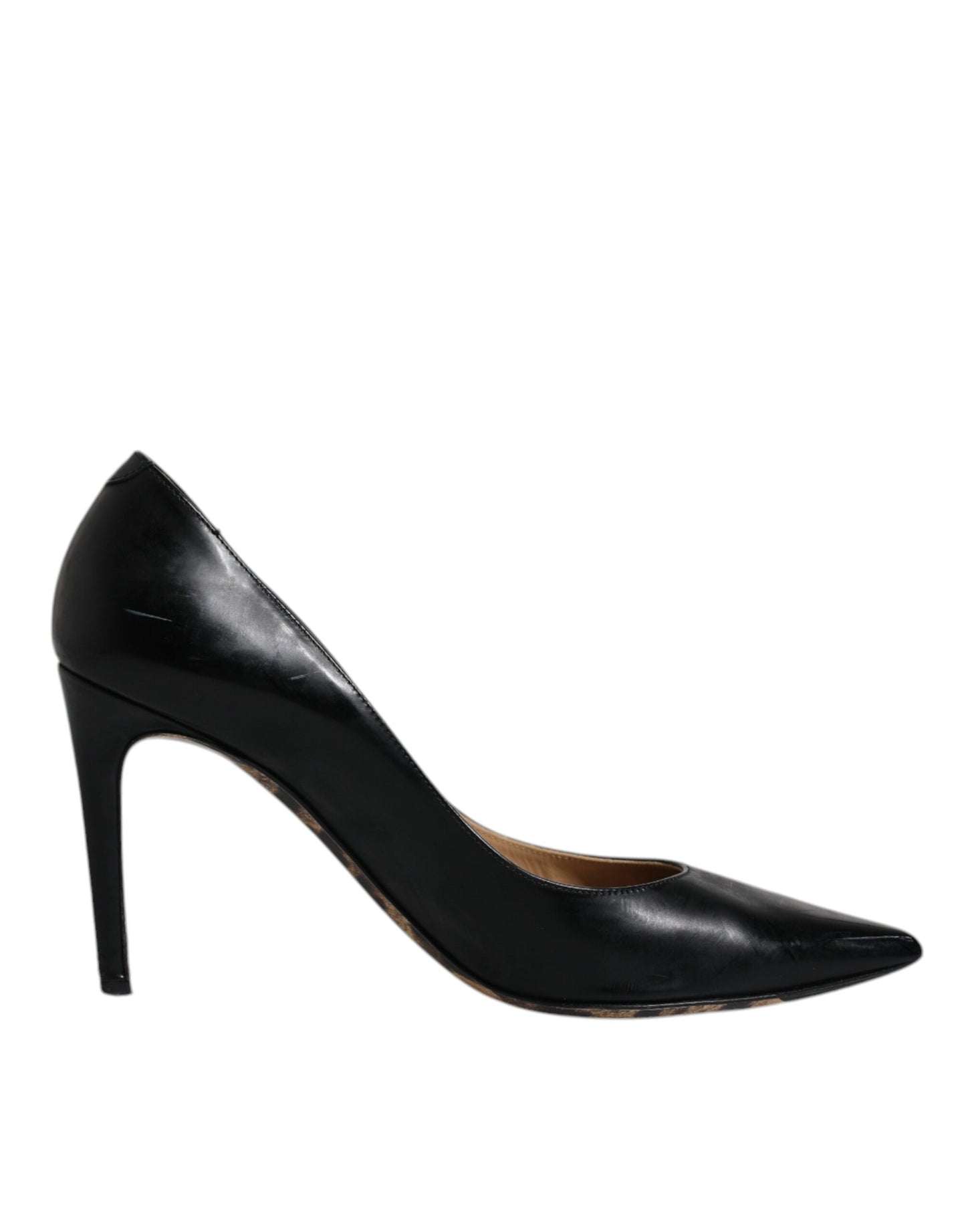 Dolce & Gabbana Black Calf Leather Stiletto Heels Pumps Shoes LA12140-38