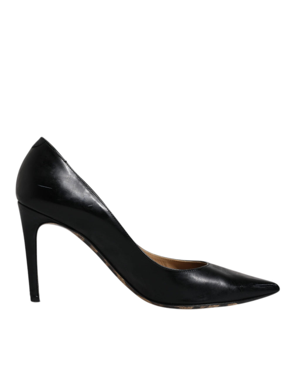 Dolce & Gabbana Black Calf Leather Stiletto Heels Pumps Shoes LA12140-38