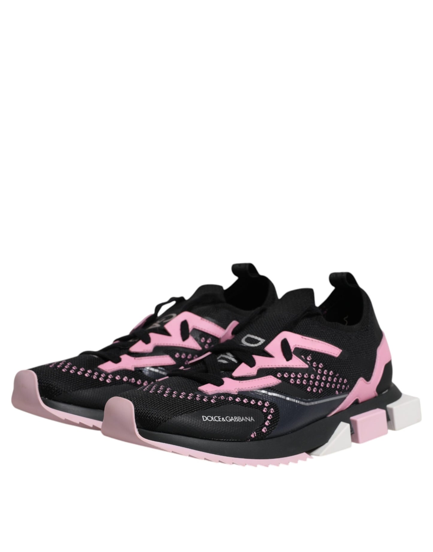 Dolce & Gabbana Black Pink SORRENTO Sport Stretch Sneakers Shoes LA12150-38