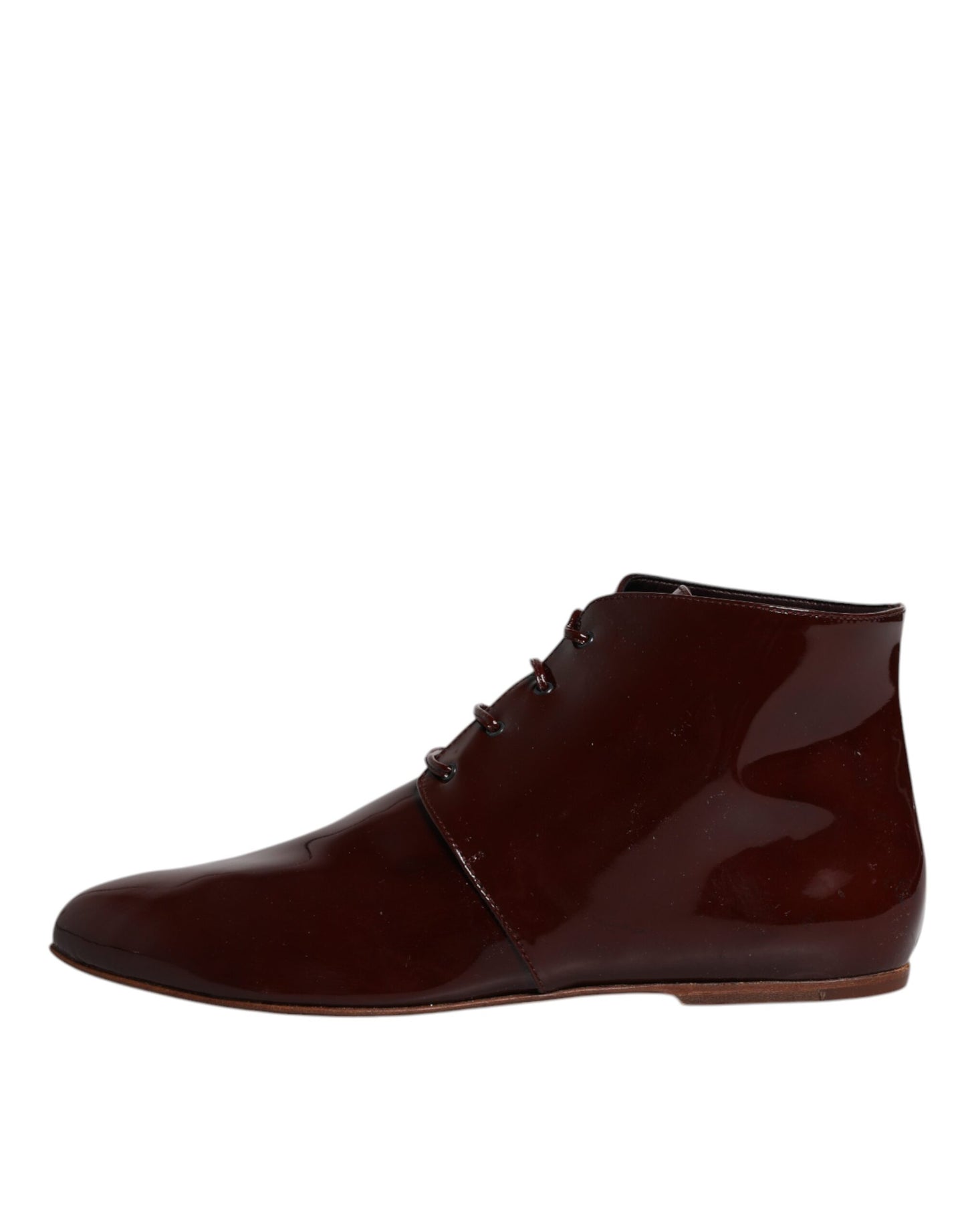 Dolce & Gabbana Maroon Leather Lace Up Ankle Boots Shoes LA12212-39