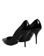 Dolce & Gabbana Black Patent Leather High Heels Pumps Shoes LA12227-37.5