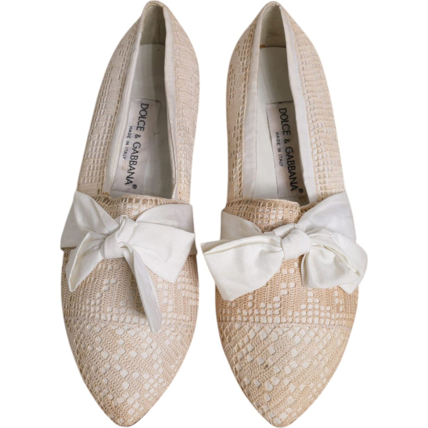 Dolce & Gabbana Beige Ribbon Fabric Ballerina Flats Shoes 1728,67345645728,Beige,Dolce & Gabbana,EU39/US8.5,Flat Shoes - Women - Shoes,Material: Fabric,Preowned / Defect,Shoes,Women,Women - Shoes Dolce & Gabbana LA12231-39