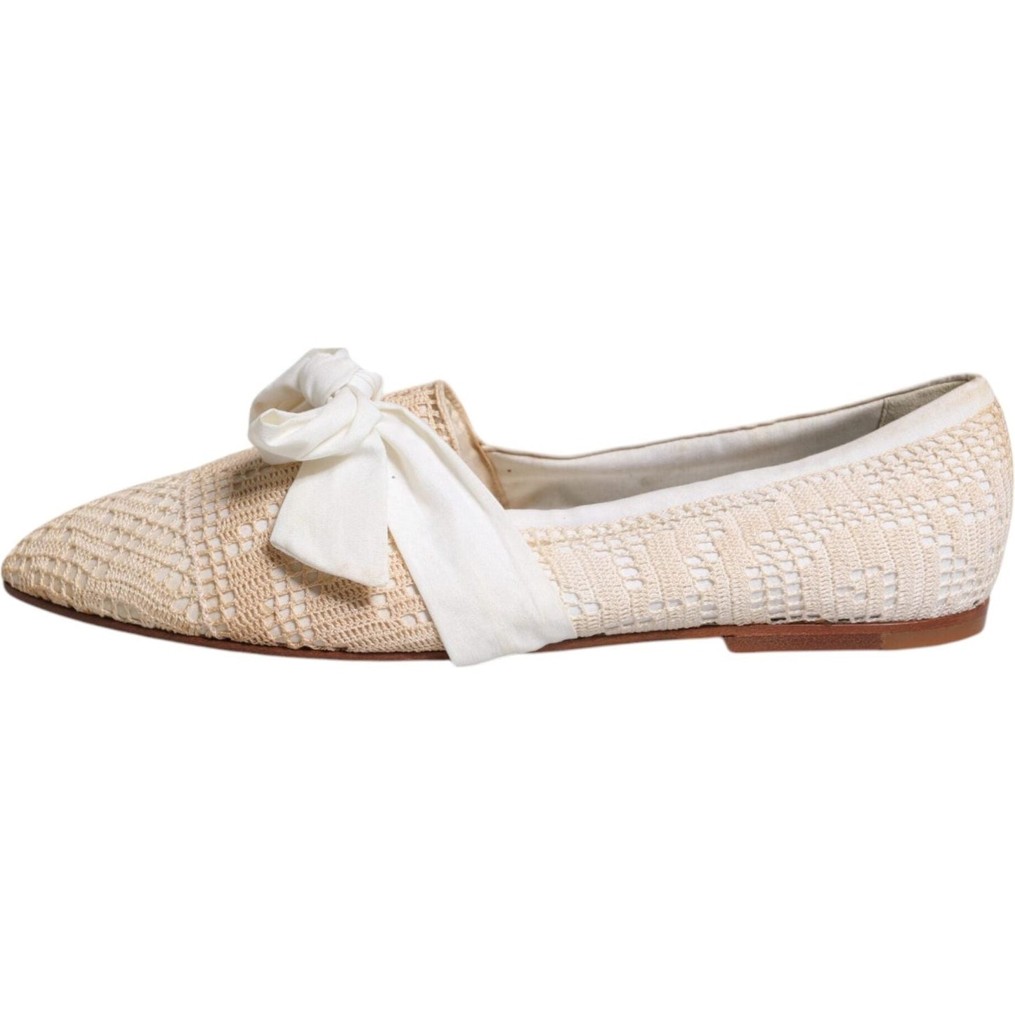 Dolce & Gabbana Beige Ribbon Fabric Ballerina Flats Shoes 1728,67345645728,Beige,Dolce & Gabbana,EU39/US8.5,Flat Shoes - Women - Shoes,Material: Fabric,Preowned / Defect,Shoes,Women,Women - Shoes Dolce & Gabbana LA12231-39