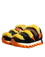 Dolce & Gabbana Multicolor Fur Embellished Sneakers Shoes LA12234-35.5