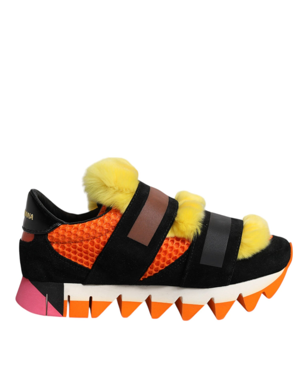 Dolce & Gabbana Multicolor Fur Embellished Sneakers Shoes LA12234-35.5