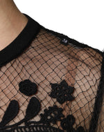 Dolce & Gabbana Black Floral Lace Short Sleeves Blouse Top TSH86836-38