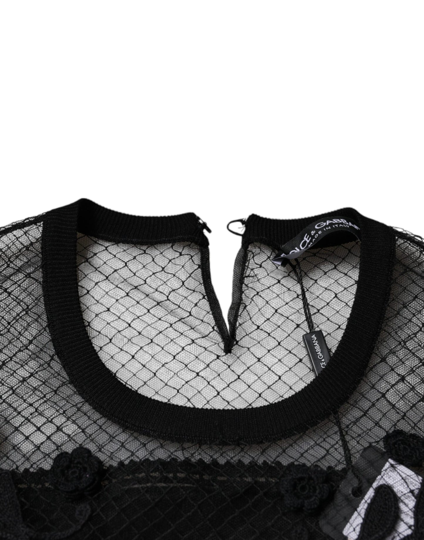 Dolce & Gabbana Black Floral Lace Short Sleeves Blouse Top TSH87028-40