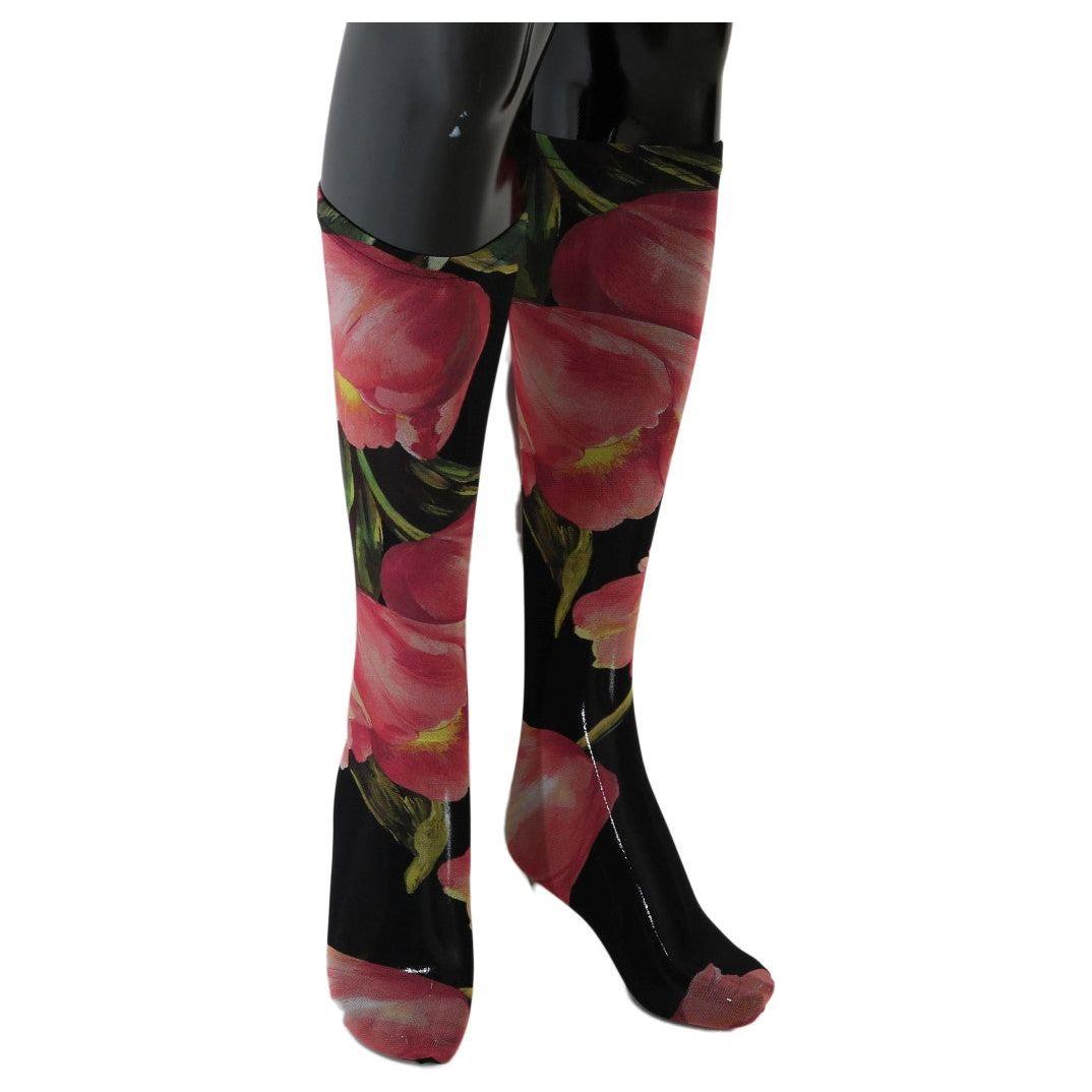 Dolce & Gabbana Floral Nylon Stretch Stockings Dolce & Gabbana Dark Slate Gray
