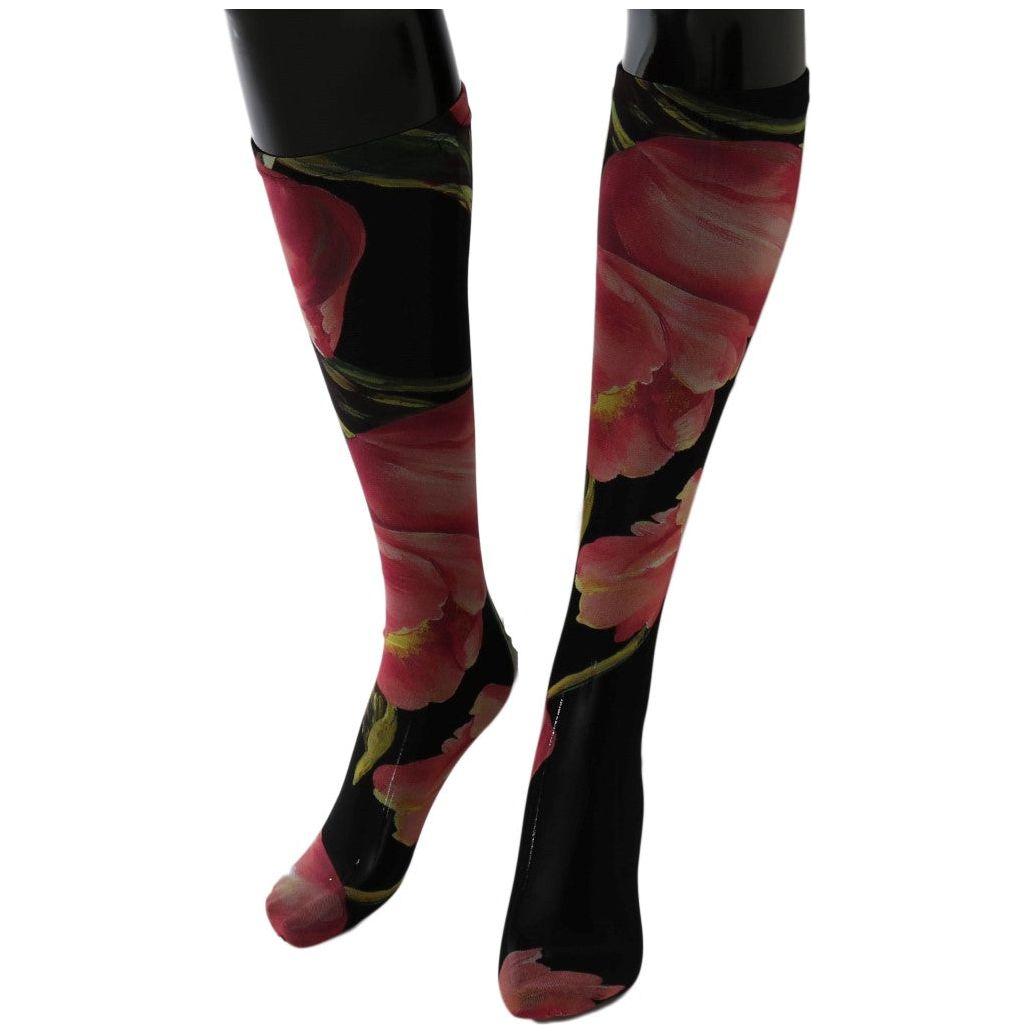 Dolce & Gabbana Floral Nylon Stretch Stockings Dolce & Gabbana Black