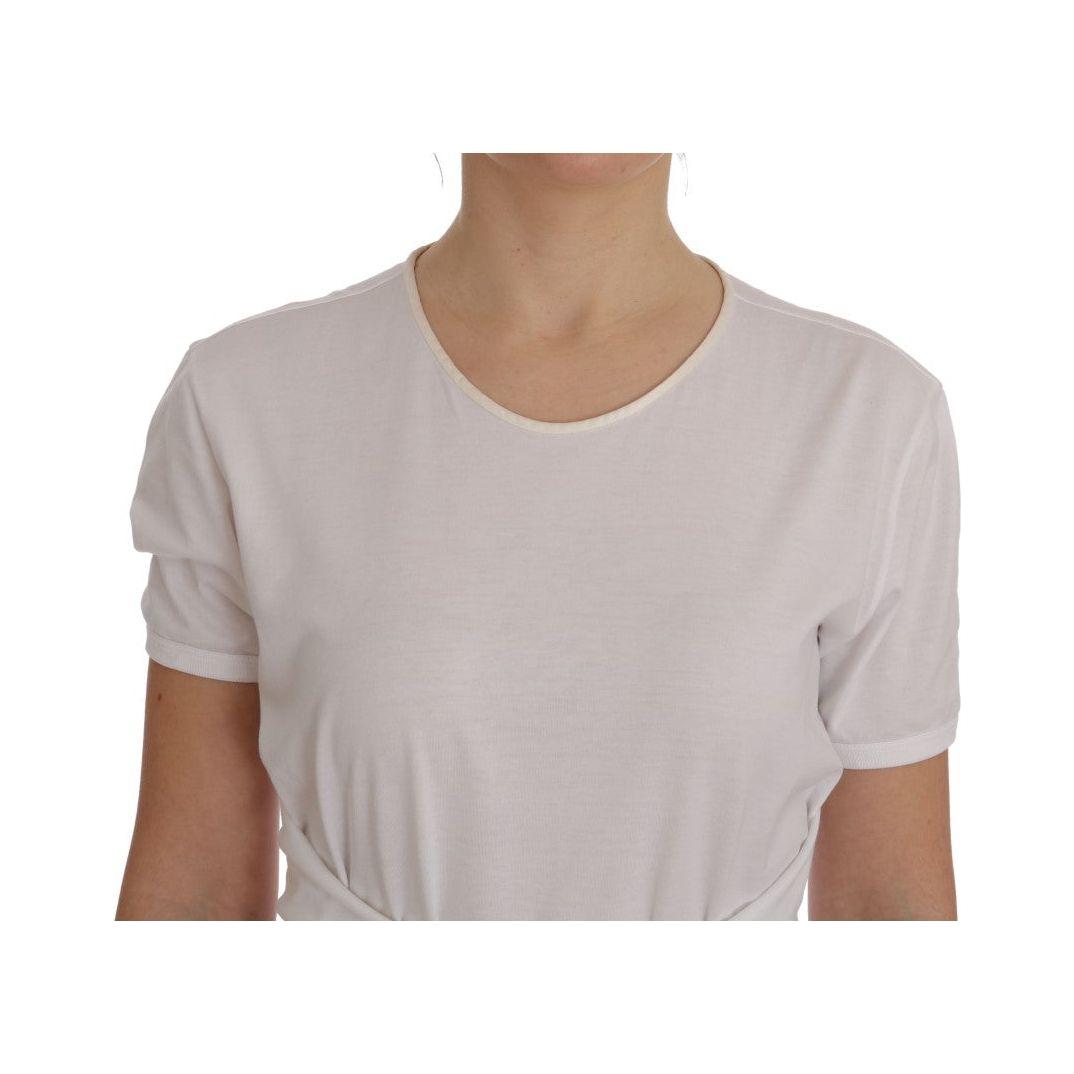 Dolce & Gabbana Elegant White Wrap Blouse with Crystal Accents Dolce & Gabbana Dark Gray