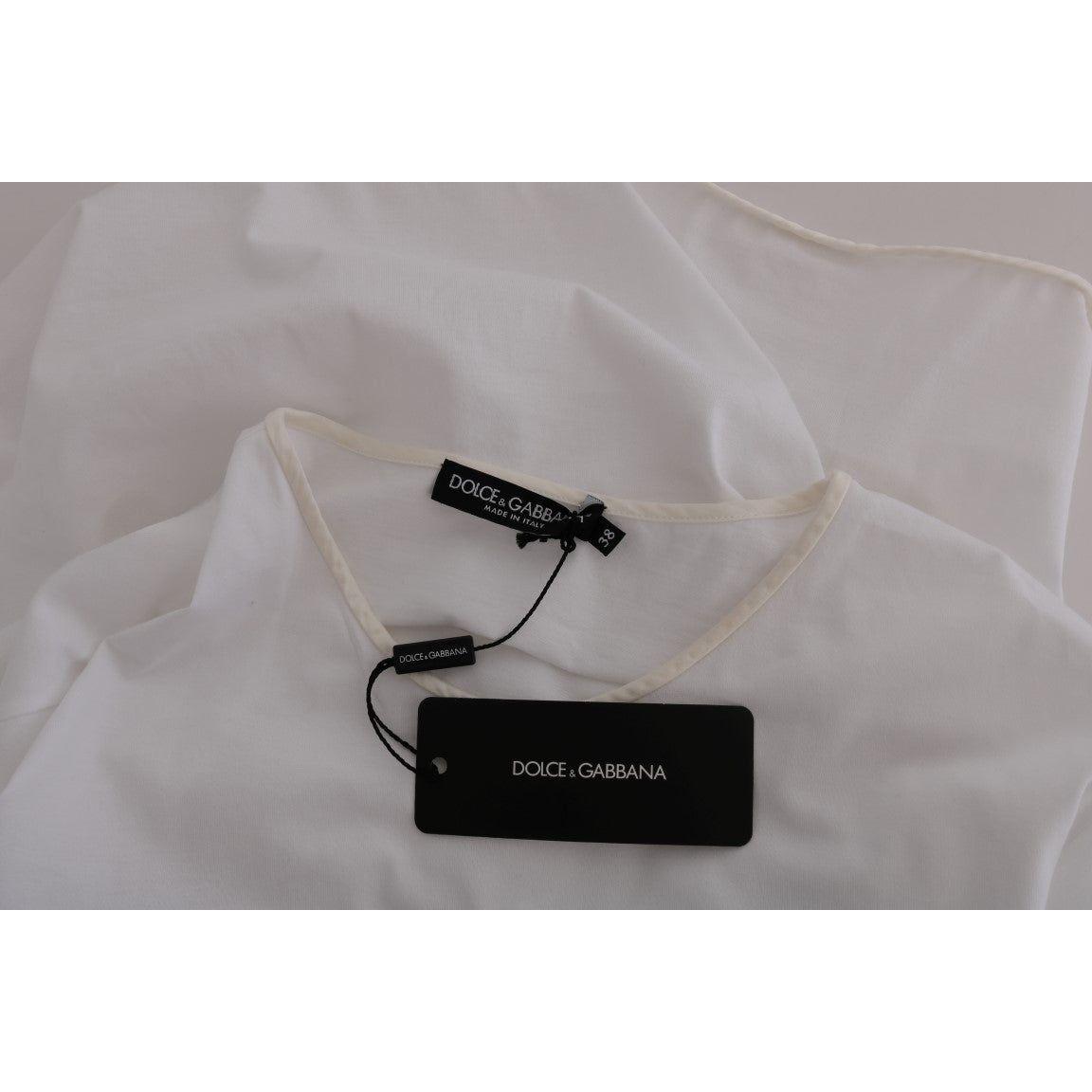Dolce & Gabbana Elegant White Wrap Blouse with Crystal Accents Dolce & Gabbana Dark Gray