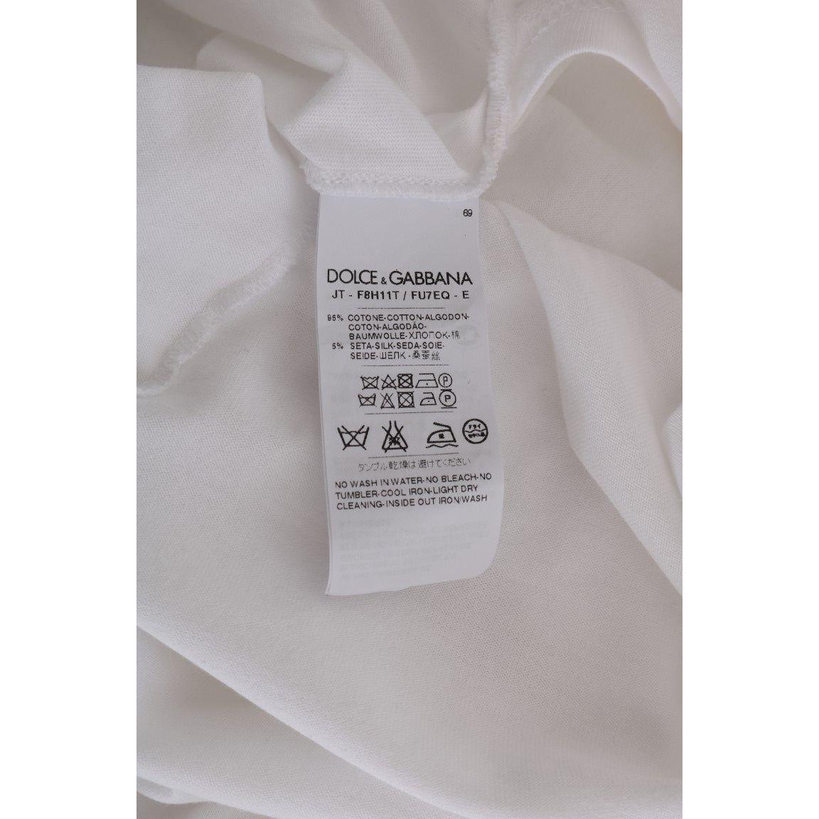 Dolce & Gabbana Elegant White Wrap Blouse with Crystal Accents Dolce & Gabbana Dark Gray