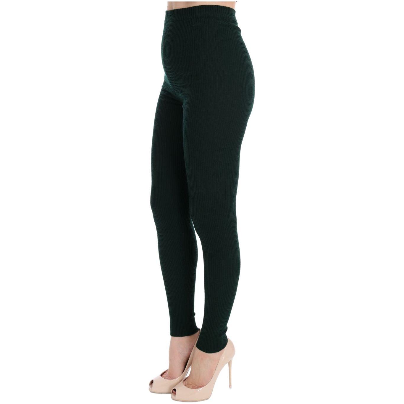 Dolce & Gabbana Elegant High Waist Green Wool Tights Dolce & Gabbana Black