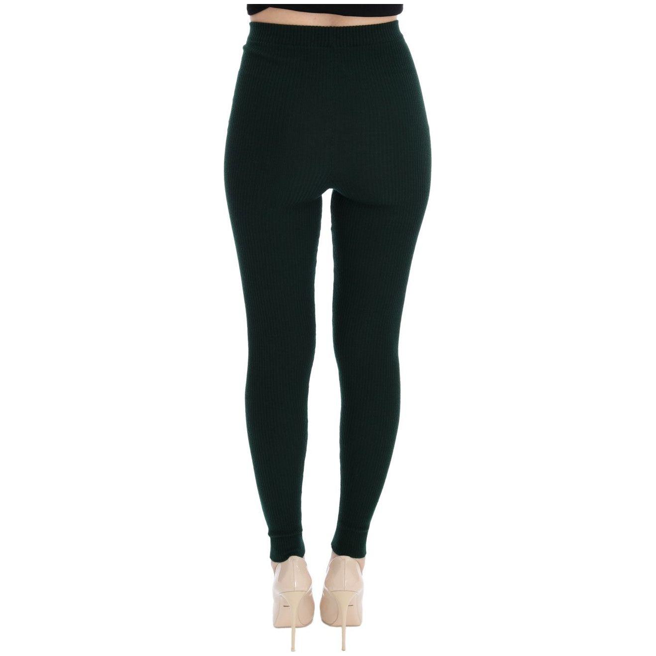 Dolce & Gabbana Elegant High Waist Green Wool Tights Dolce & Gabbana Black