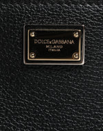 Dolce & Gabbana Black Grain Leather Logo Plaque Clutch Bag BAG4165
