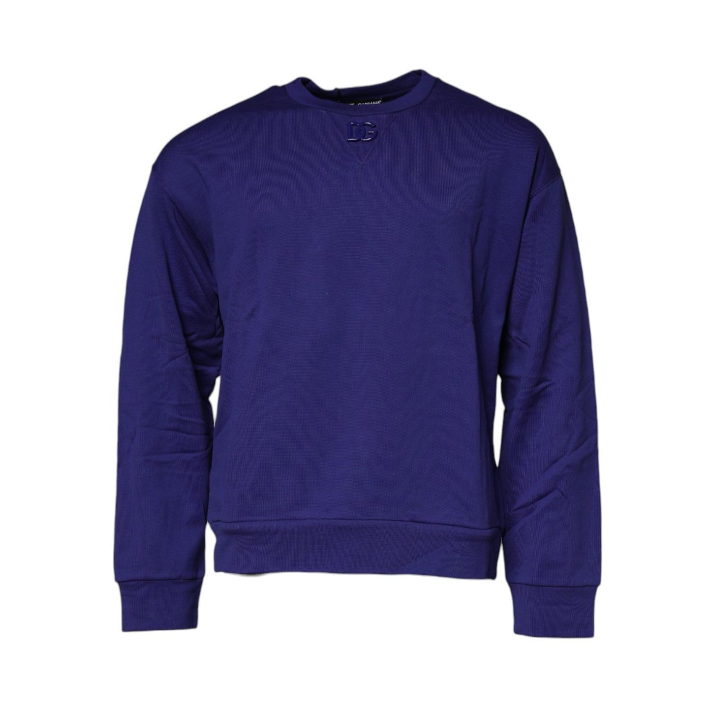 Dolce & Gabbana Blue Cotton Crew Neck Men Pullover Sweater