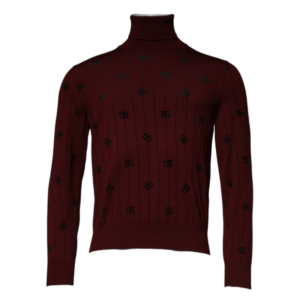 Dolce & Gabbana Maroon Monogram Turtleneck Pullover Sweater TSH87528-48