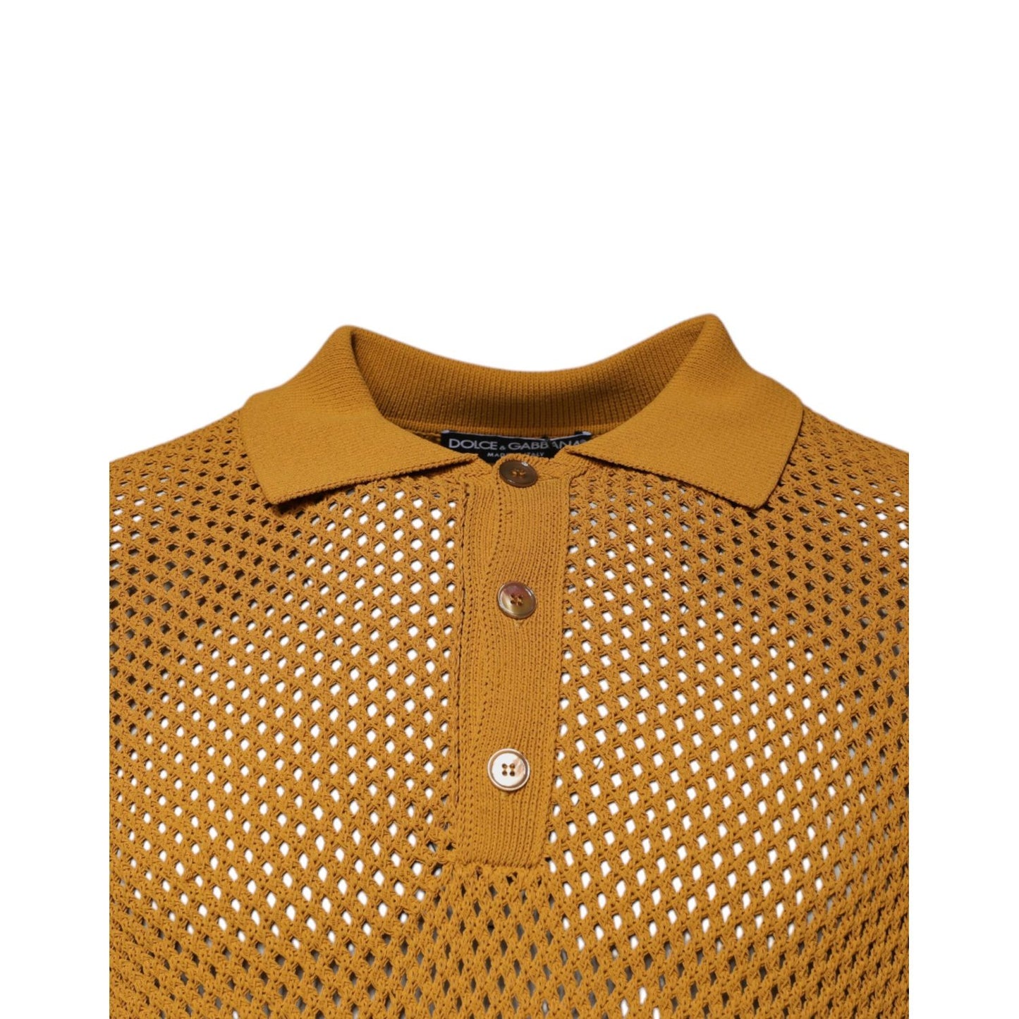 Dolce & Gabbana Brown Perforated Collared Short Sleeves T-shirt TSH87570-48