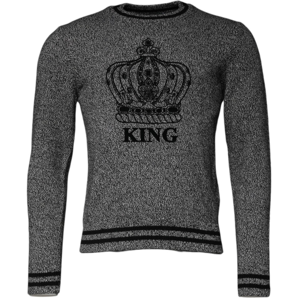 Dolce & Gabbana Gray Crown King Cashmere Pullover Sweater 1728,67345645728,Clothing,Dolce & Gabbana,Gray,IT46 | S,Material: 100% cashmere,Men,Men - Clothing,New with tags,Sweaters - Men - Clothing Dolce & Gabbana TSH87573-46