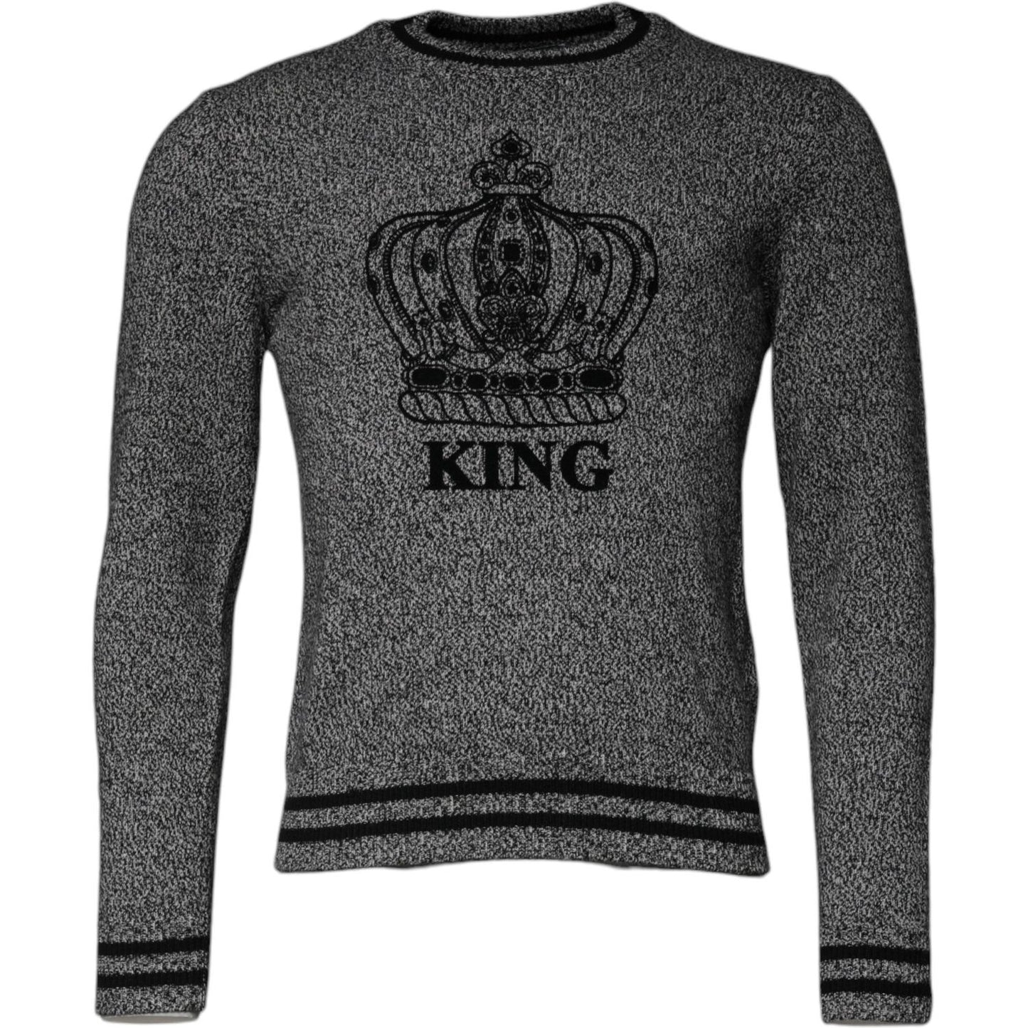 Dolce & Gabbana Gray Crown King Cashmere Pullover Sweater 1728,67345645728,Clothing,Dolce & Gabbana,Gray,IT46 | S,Material: 100% cashmere,Men,Men - Clothing,New with tags,Sweaters - Men - Clothing Dolce & Gabbana TSH87573-46