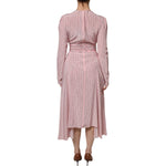 Ermanno Scervino Pink Stripes Silk Long Sleeves Midi Dress DR281401-38