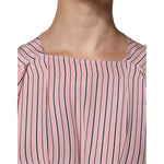 Ermanno Scervino Pink Stripes Silk Long Sleeves Midi Dress DR281401-38